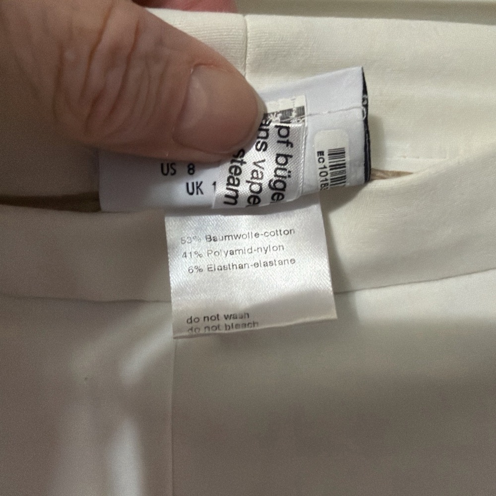 Akris Punto Franca Slim Ankle Pants Women's 8 Ivory Techno Cotton Blend Side Zip - Picture 6 of 6